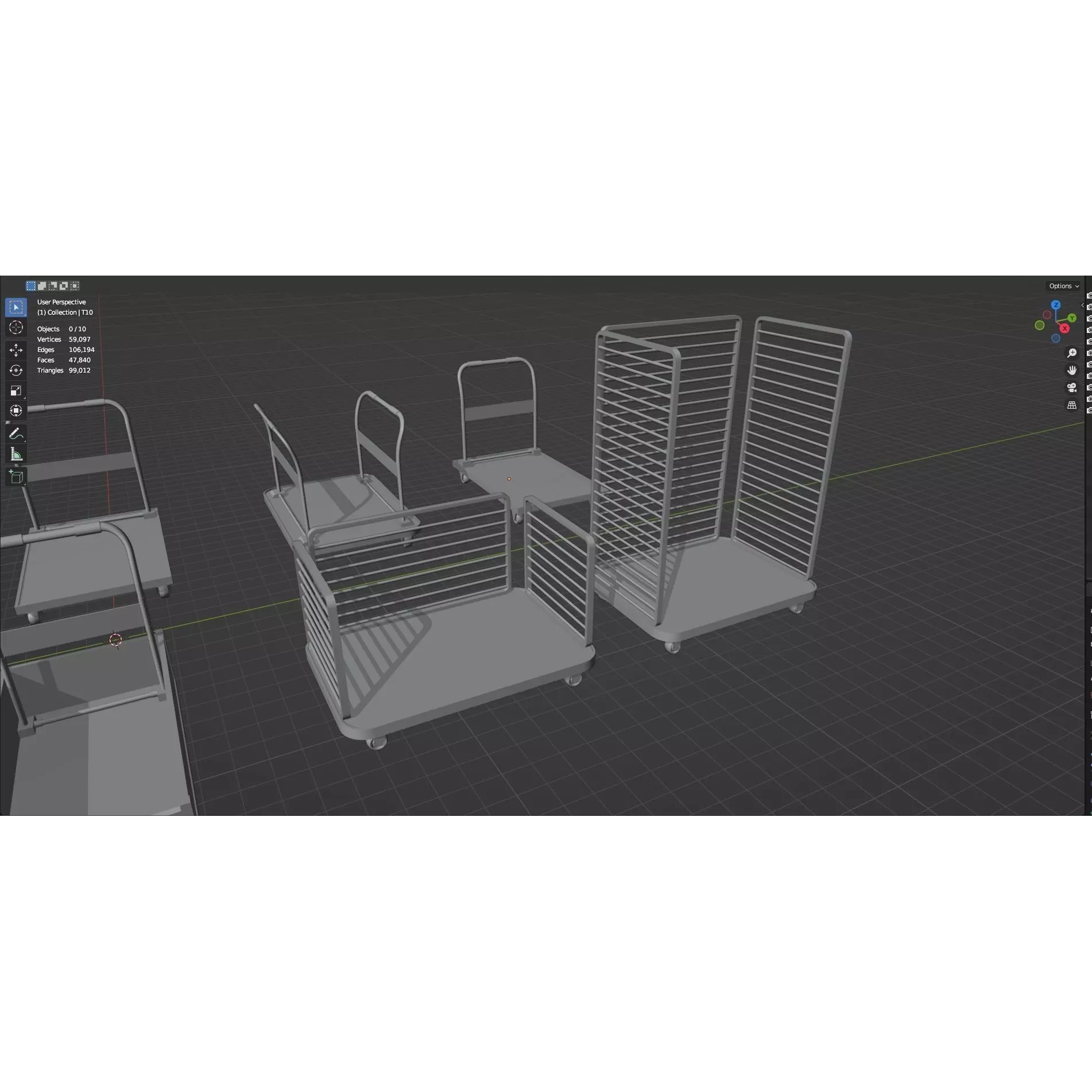 Bookshelf-Bunk Bed-Trolley Combo Pack - Low-Poly Game-Ready 3D Model - View 98