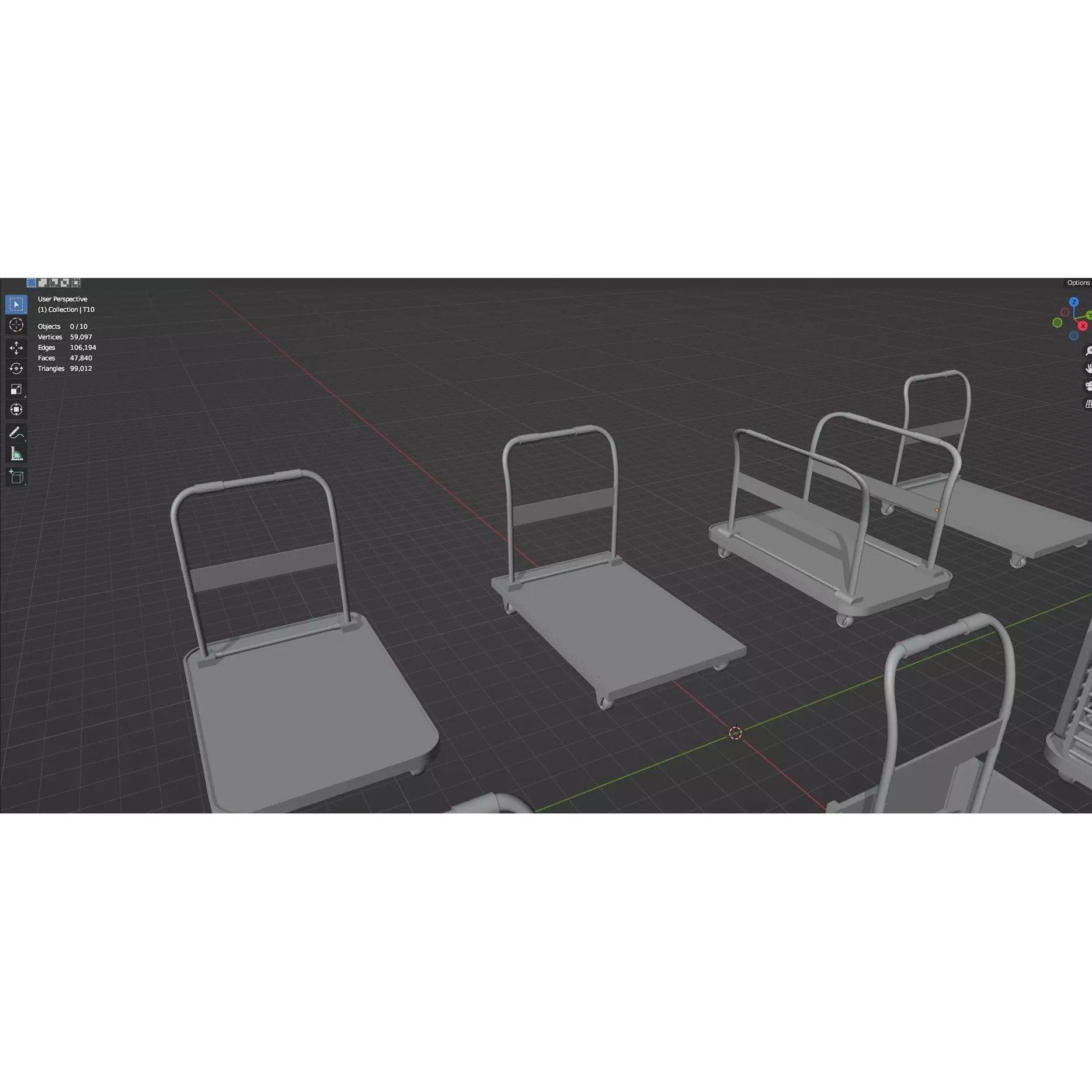 Bookshelf-Bunk Bed-Trolley Combo Pack - Low-Poly Game-Ready 3D Model - View 99