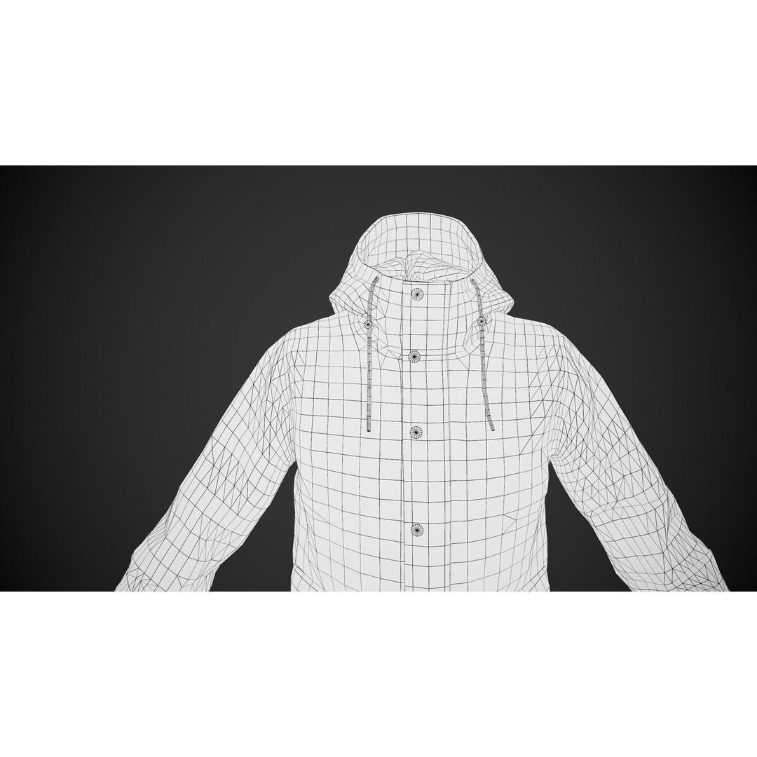 Light Green Winter Jacket 3D Model – Low Poly PBR Game Asset, FBX