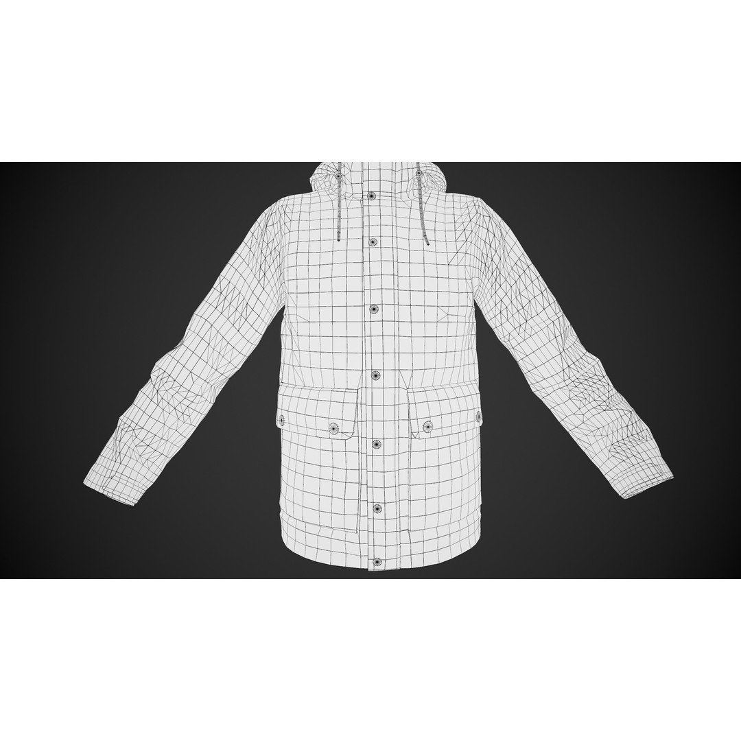 Light Green Winter Jacket 3D Model – Low Poly PBR Game Asset, FBX - View 17