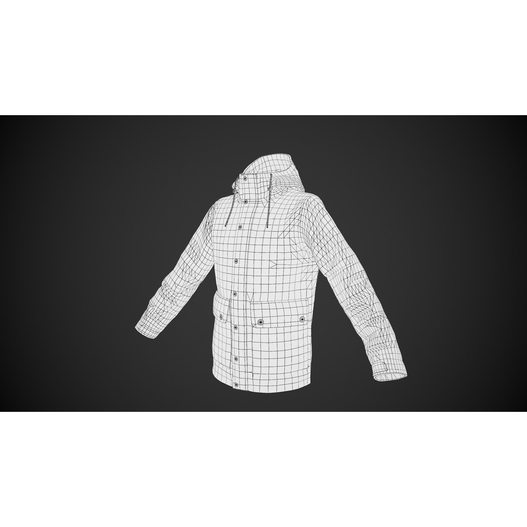 Light Green Winter Jacket 3D Model – Low Poly PBR Game Asset, FBX - View 18