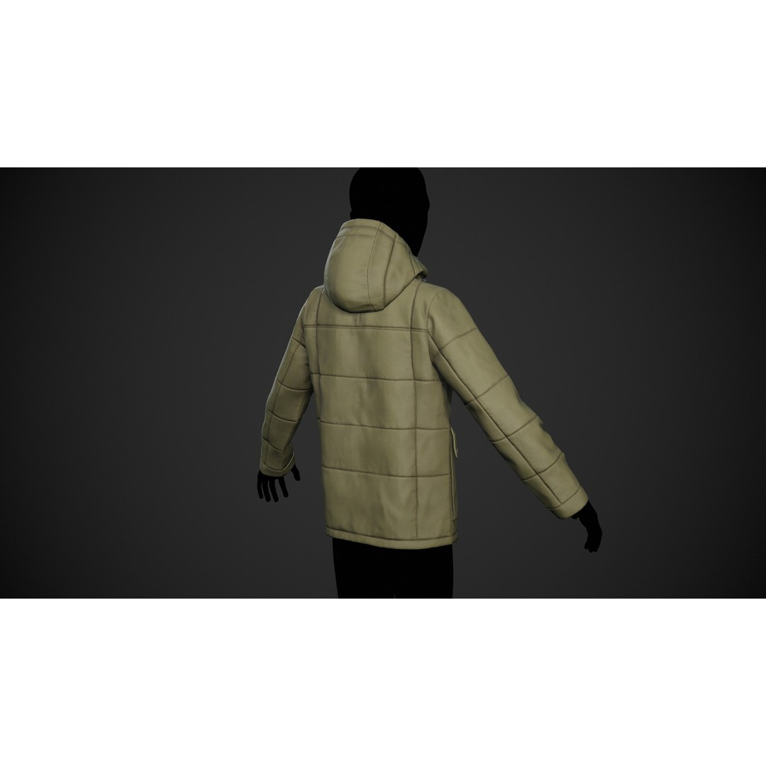 Light Green Winter Jacket 3D Model – Low Poly PBR Game Asset, FBX - View 5