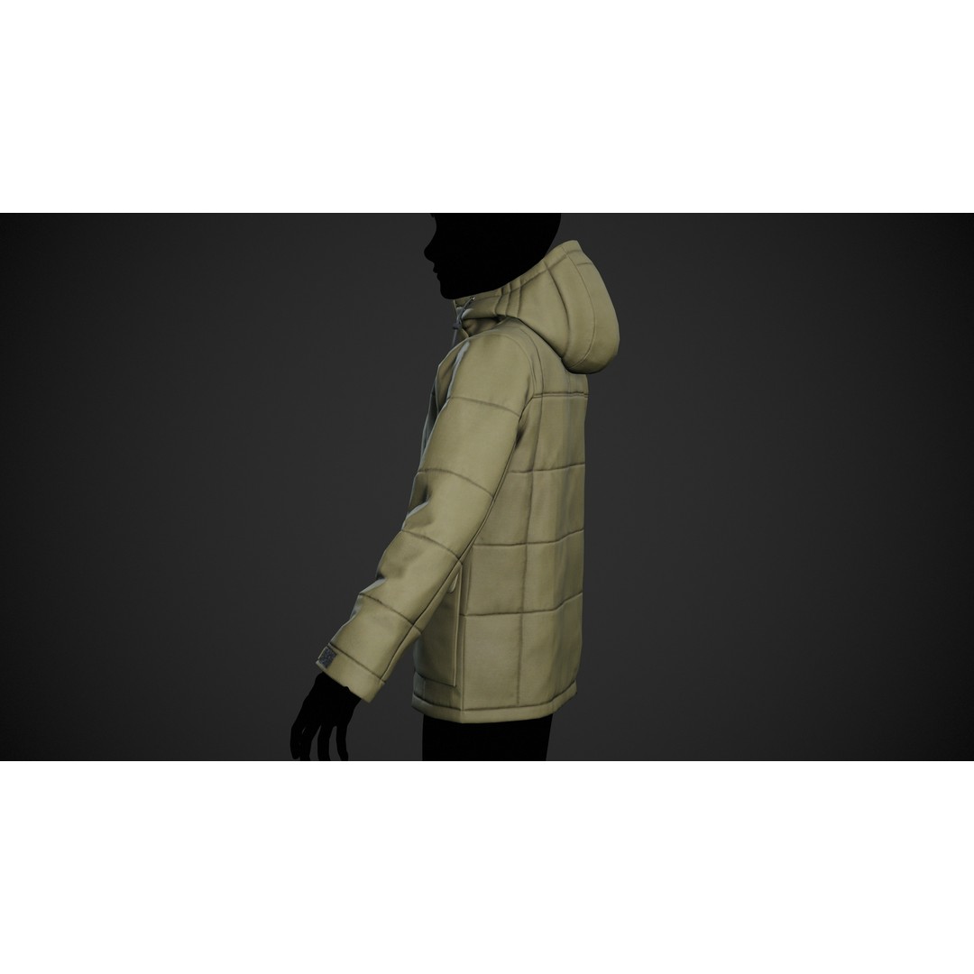 Light Green Winter Jacket 3D Model – Low Poly PBR Game Asset, FBX - View 6