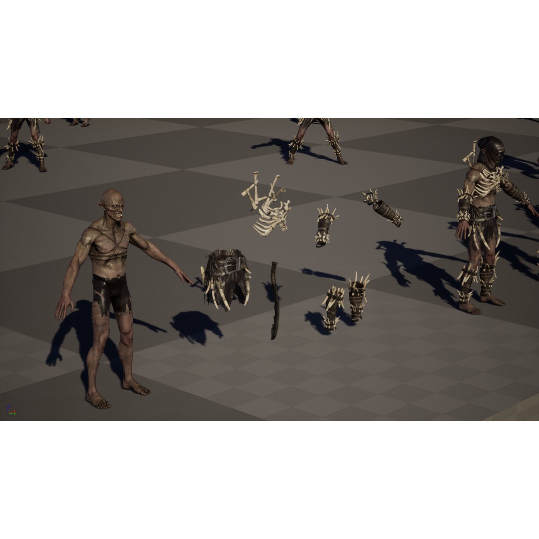 SkinnyOrc 3D Model – Low Poly Game Character, FBX, Rigged