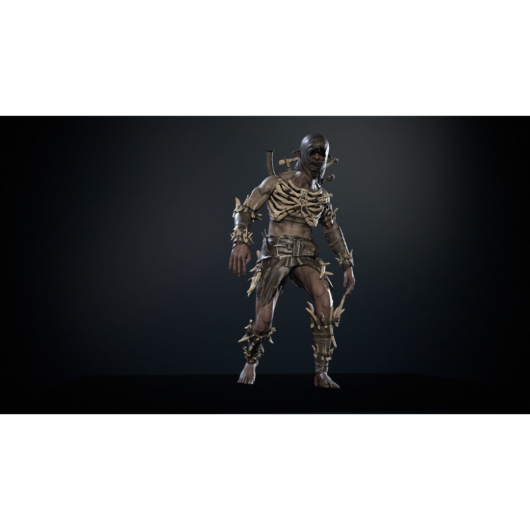 SkinnyOrc 3D Model – Low Poly Game Character, FBX, Rigged - View 10