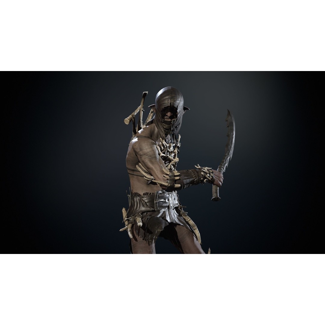 SkinnyOrc 3D Model – Low Poly Game Character, FBX, Rigged - View 11