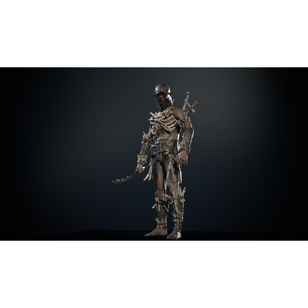 SkinnyOrc 3D Model – Low Poly Game Character, FBX, Rigged - View 14