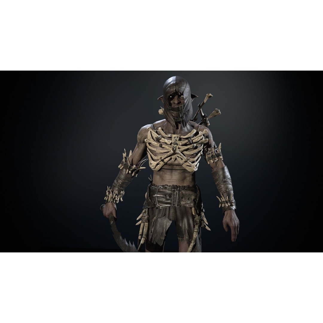 SkinnyOrc 3D Model – Low Poly Game Character, FBX, Rigged - View 18