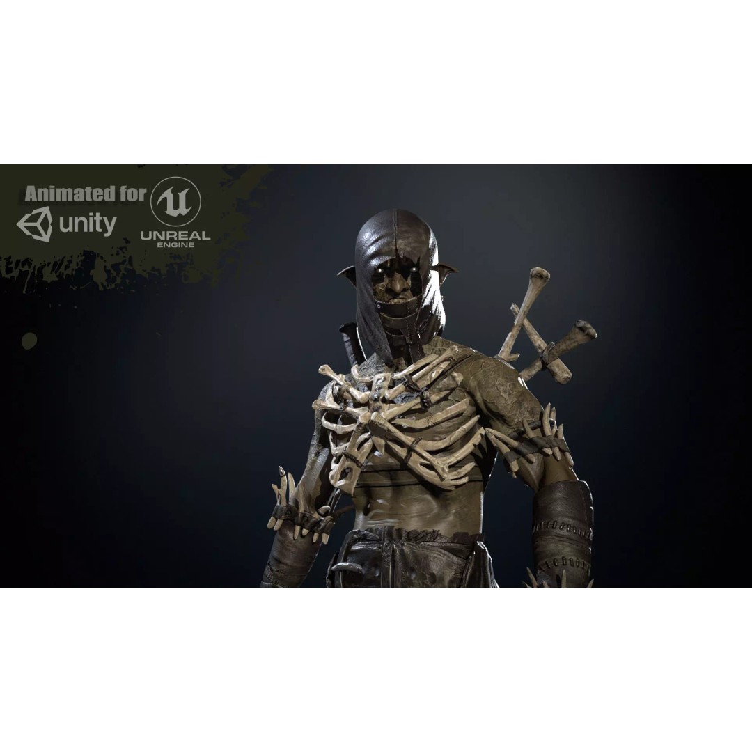 SkinnyOrc 3D Model – Low Poly Game Character, FBX, Rigged - View 2
