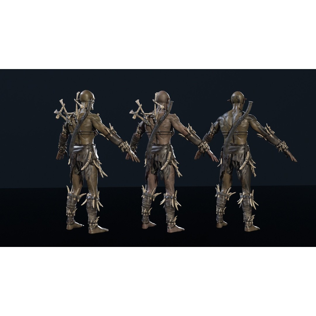 SkinnyOrc 3D Model – Low Poly Game Character, FBX, Rigged - View 24