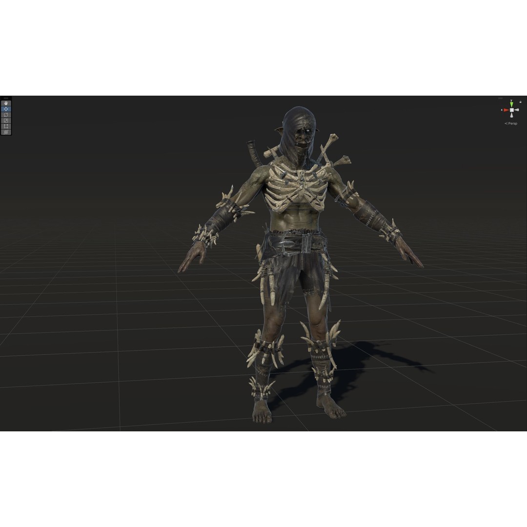 SkinnyOrc 3D Model – Low Poly Game Character, FBX, Rigged - View 28