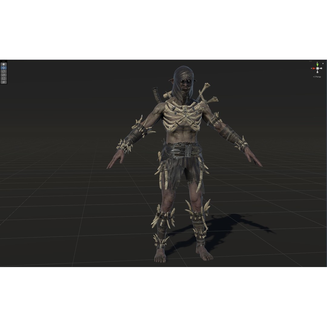 SkinnyOrc 3D Model – Low Poly Game Character, FBX, Rigged - View 29