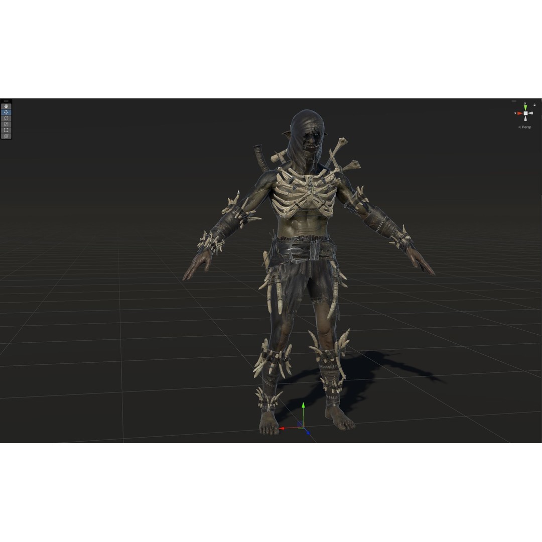 SkinnyOrc 3D Model – Low Poly Game Character, FBX, Rigged - View 30