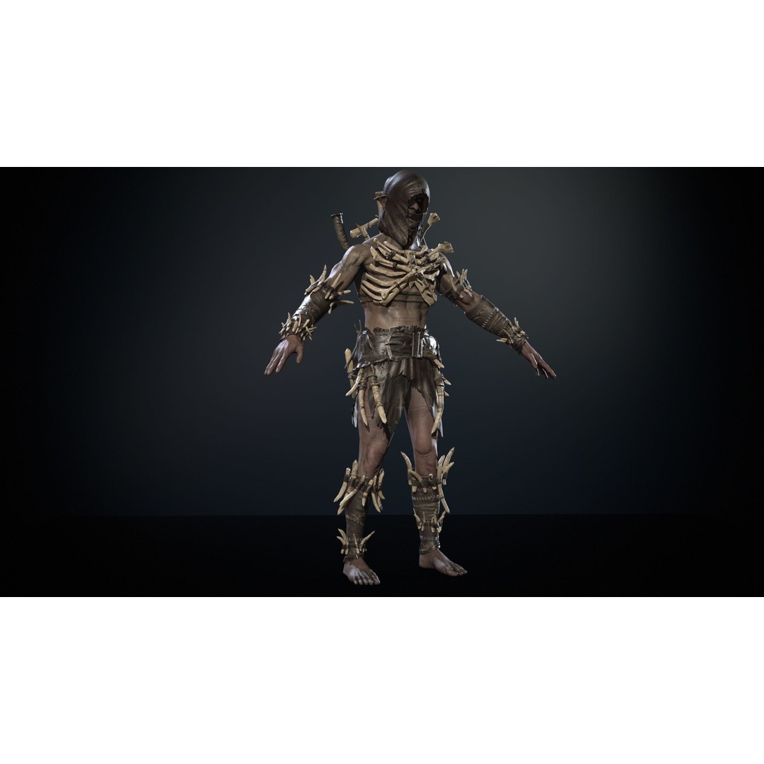 SkinnyOrc 3D Model – Low Poly Game Character, FBX, Rigged - View 8