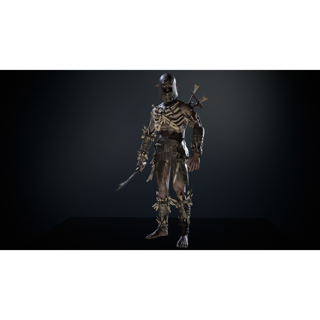 SkinnyOrc 3D Model – Low Poly Game Character, FBX, Rigged - View 9
