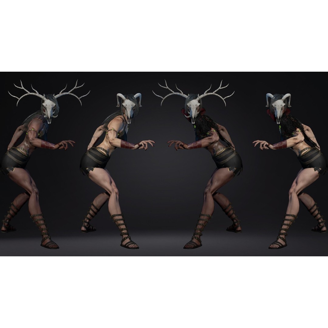 Fantasy Girl 3D Model – Low Poly Rigged Character, FBX, Game Ready