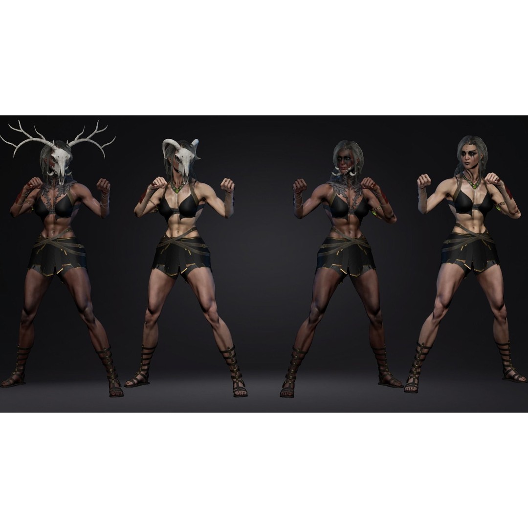 Fantasy Girl 3D Model – Low Poly Rigged Character, FBX, Game Ready - View 10