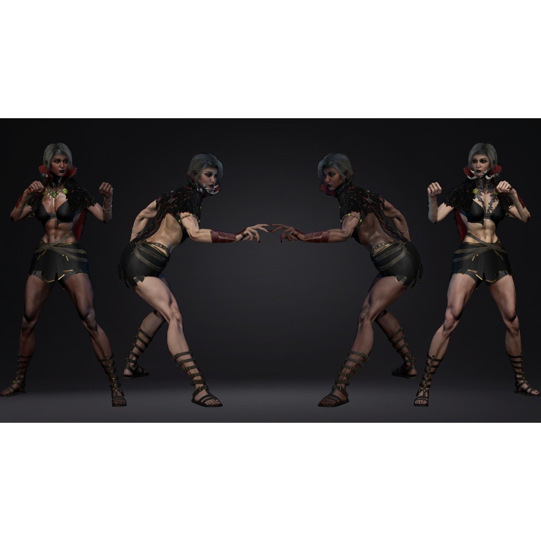 Fantasy Girl 3D Model – Low Poly Rigged Character, FBX, Game Ready - View 11