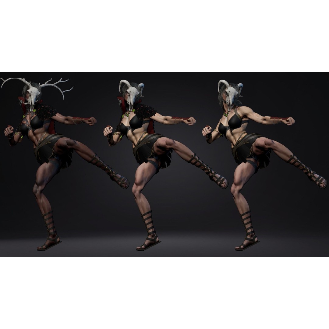 Fantasy Girl 3D Model – Low Poly Rigged Character, FBX, Game Ready - View 12