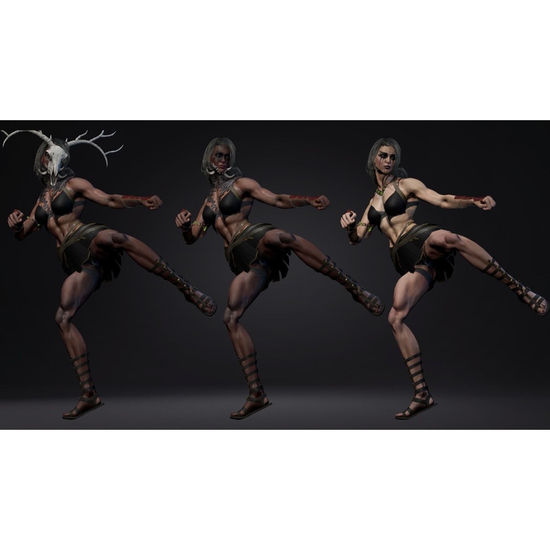 Fantasy Girl 3D Model – Low Poly Rigged Character, FBX, Game Ready - View 13
