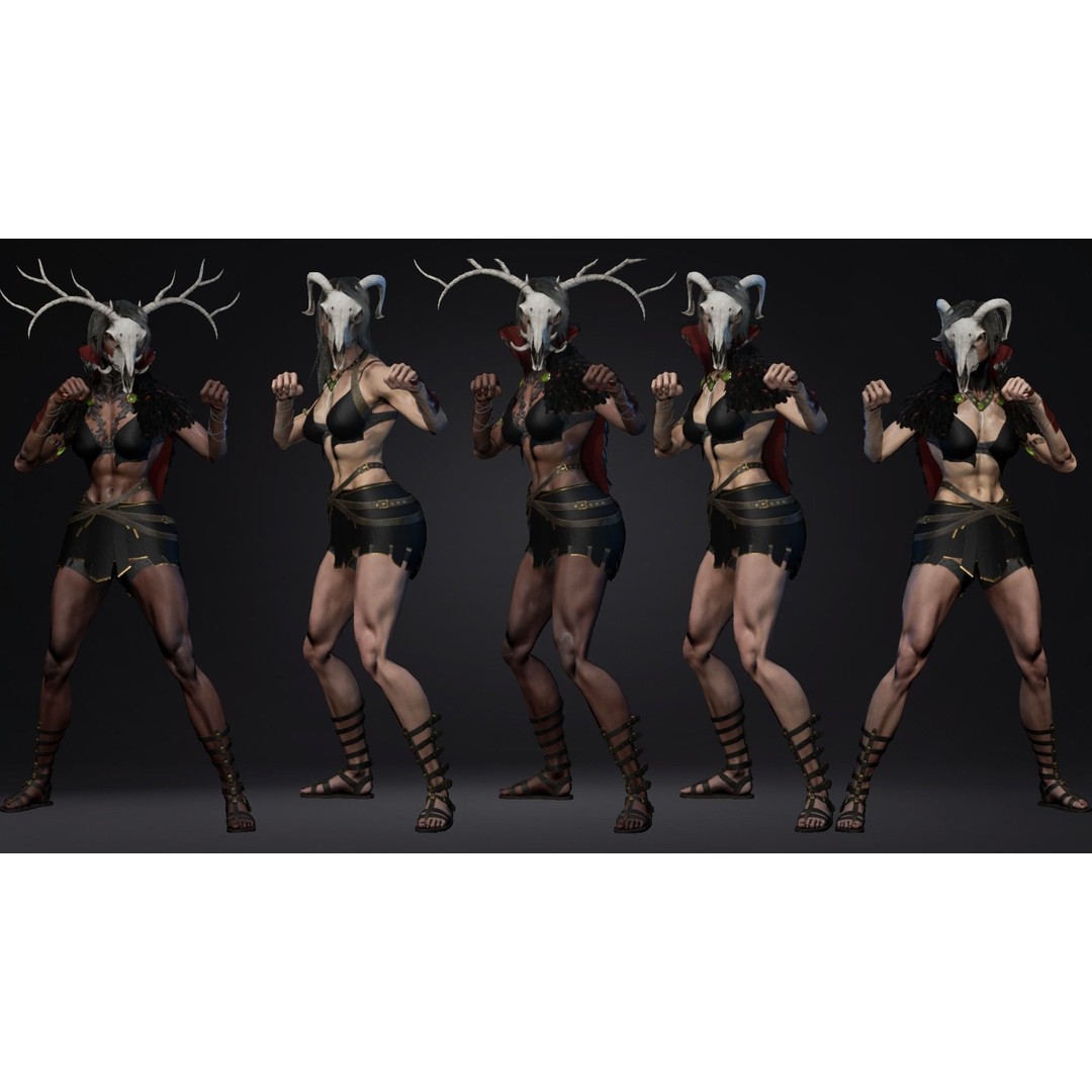 Fantasy Girl 3D Model – Low Poly Rigged Character, FBX, Game Ready - View 9