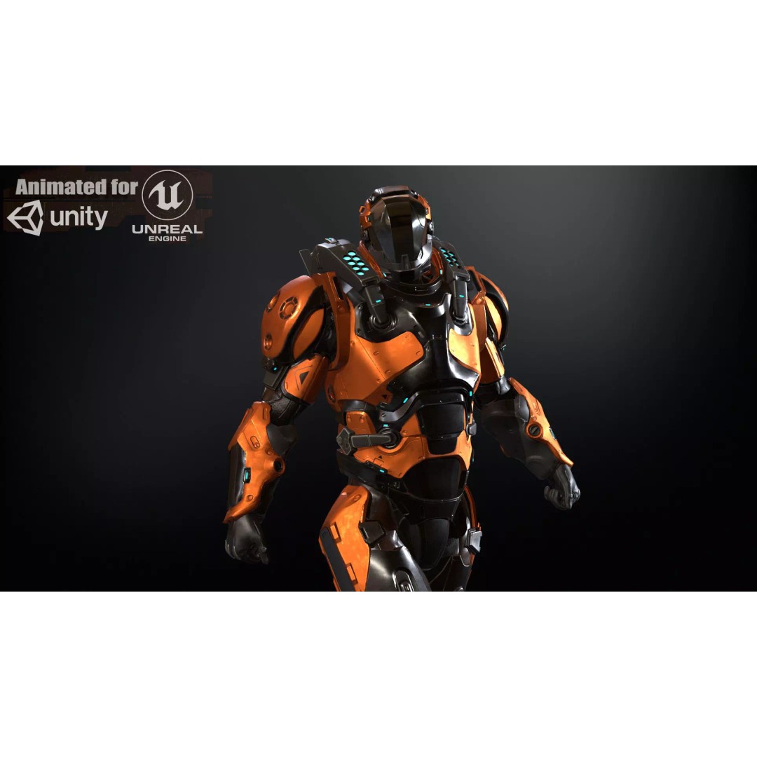 CyberJagg 3D Model – Low Poly Sci-Fi Character with Animations - View 2
