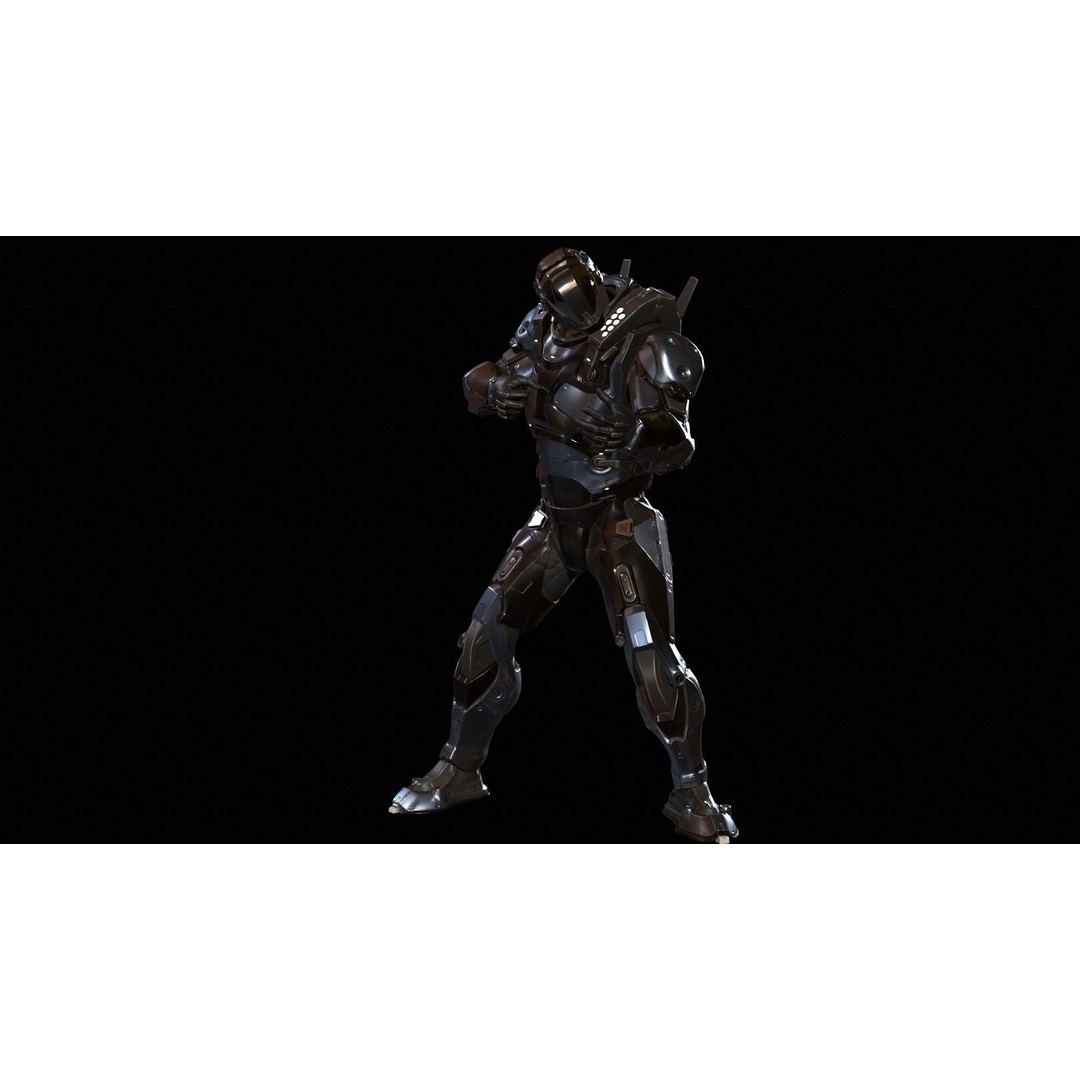 CyberJagg 3D Model – Low Poly Sci-Fi Character with Animations - View 20