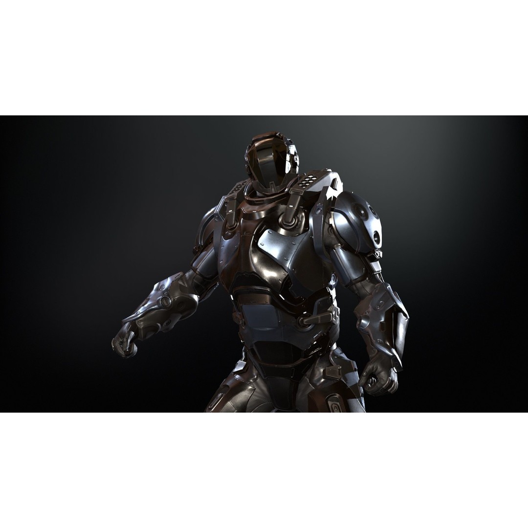 CyberJagg 3D Model – Low Poly Sci-Fi Character with Animations - View 24