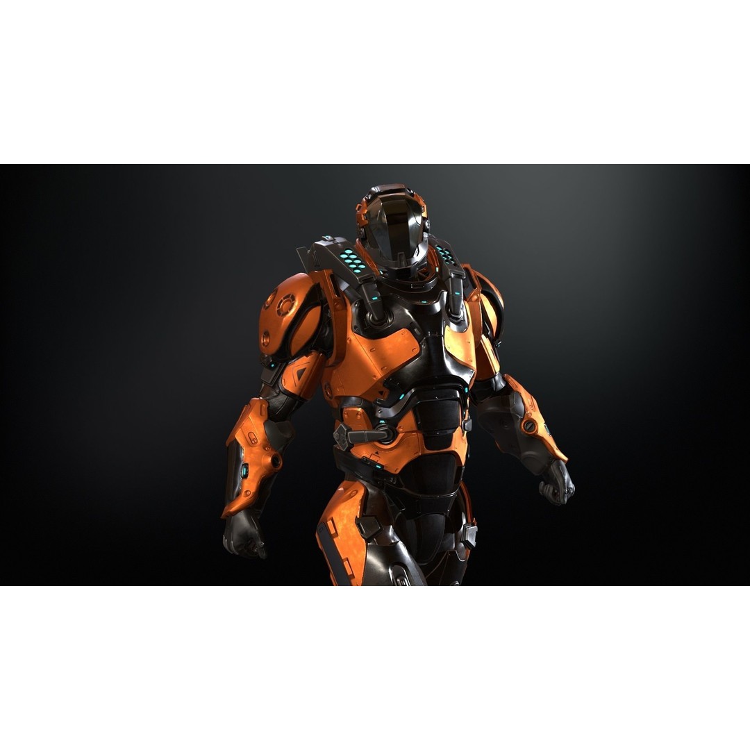 CyberJagg 3D Model – Low Poly Sci-Fi Character with Animations - View 3