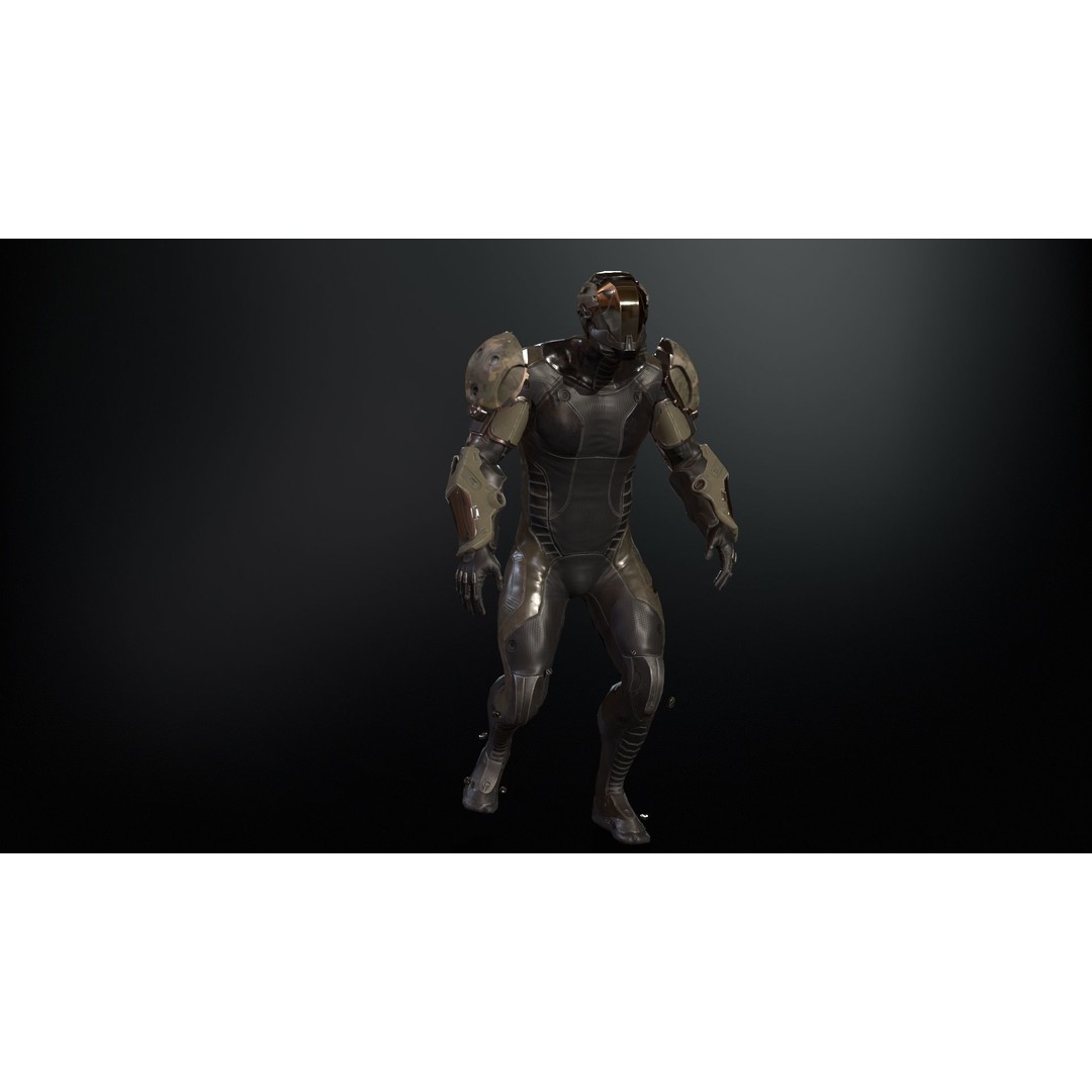 CyberJagg 3D Model – Low Poly Sci-Fi Character with Animations - View 30