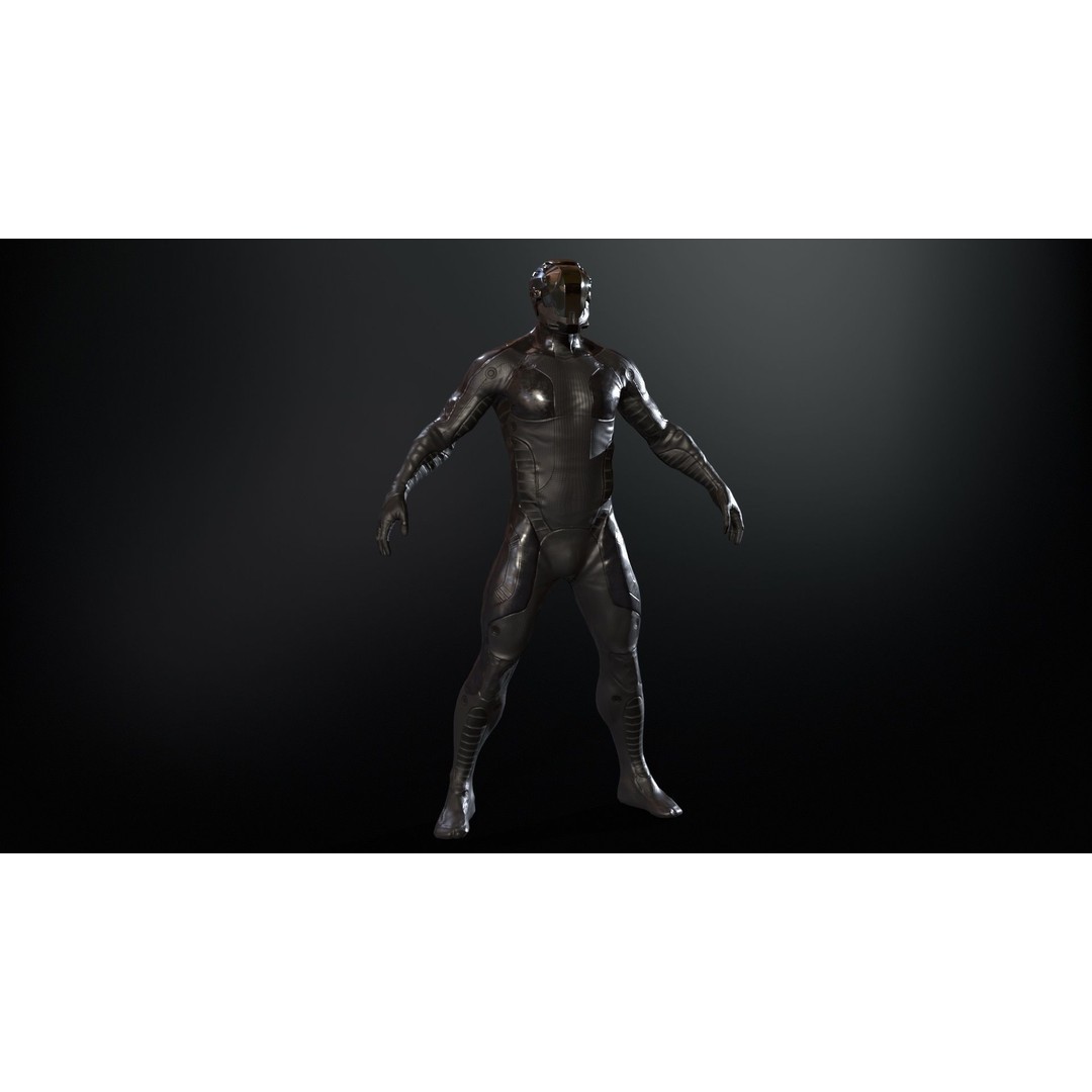CyberJagg 3D Model – Low Poly Sci-Fi Character with Animations - View 4