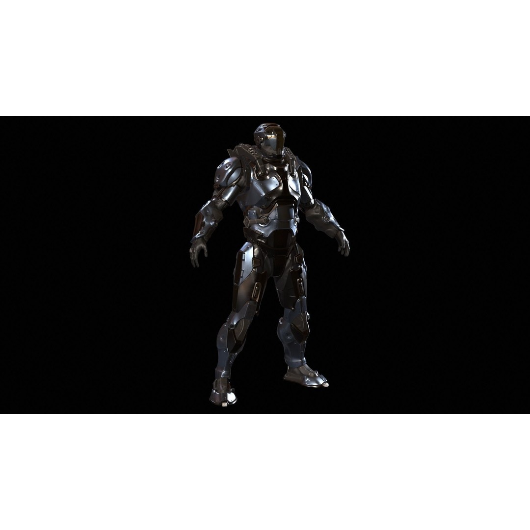 CyberJagg 3D Model – Low Poly Sci-Fi Character with Animations - View 6