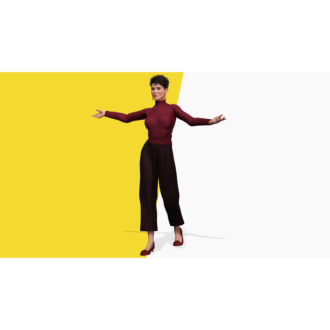 Elegant Low-Poly 3D Character Model – Rigged, PBR Textures, FBX - View 8