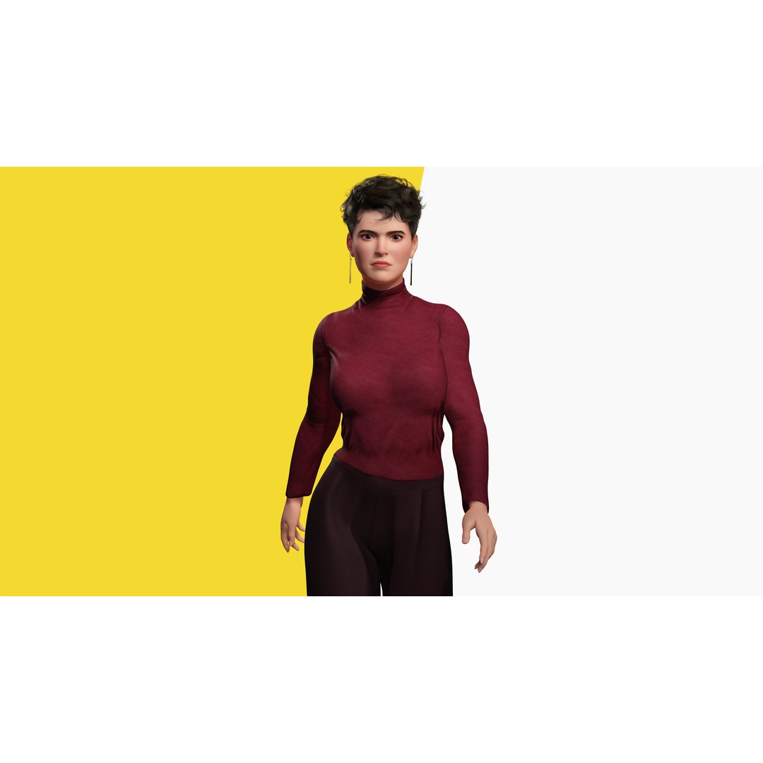 Elegant Low-Poly 3D Character Model – Rigged, PBR Textures, FBX - View 9