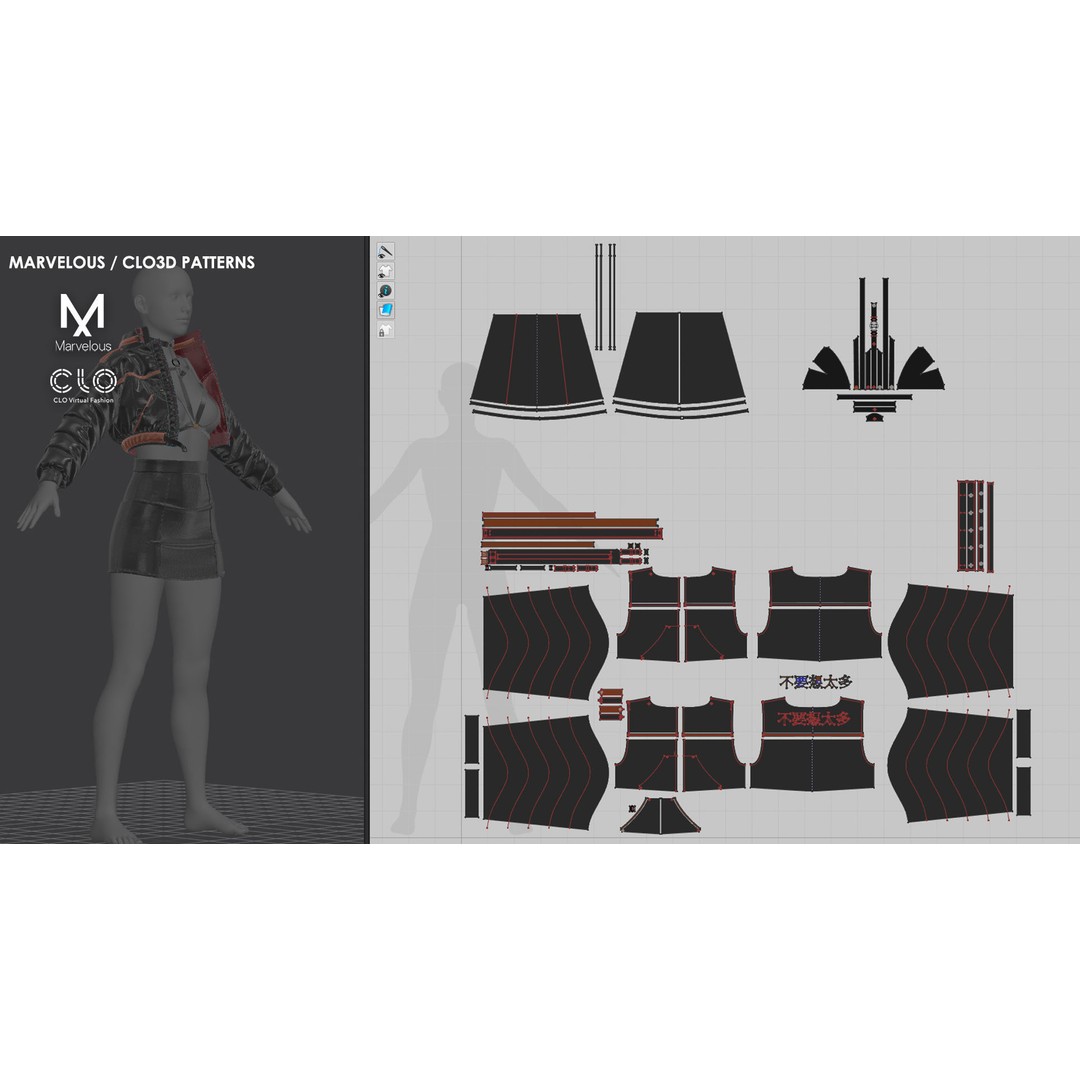 Girls Outfit 3D Model – Marvelous Designer Clothing, PBR Textures - View 10
