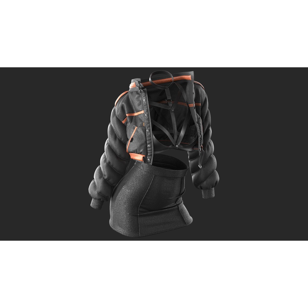 Girls Outfit 3D Model – Marvelous Designer Clothing, PBR Textures - View 8