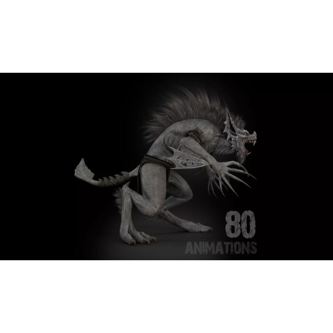Moonshadow Beast 3D Model – Rigged Low-Poly Creature, FBX/Blender - View 2