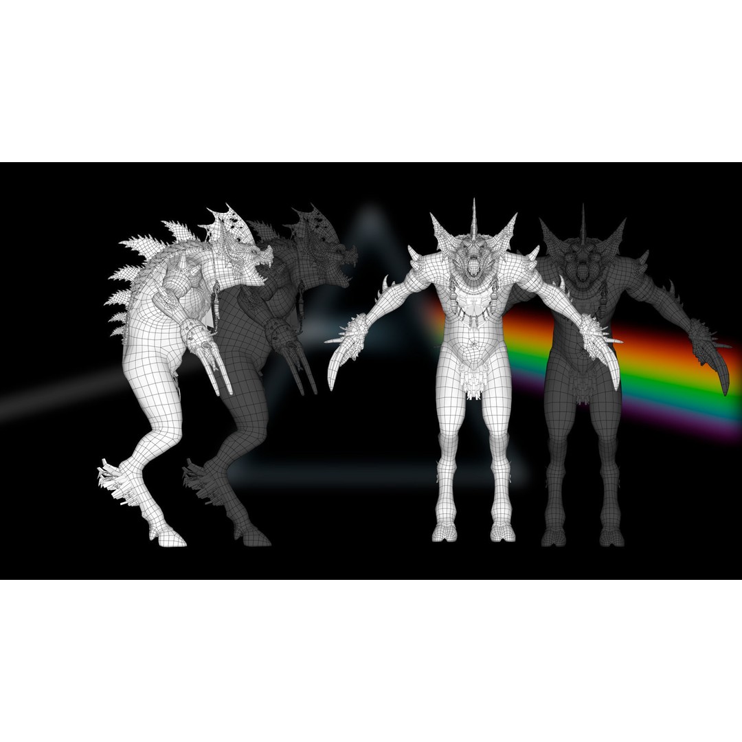 Moonshadow Beast 3D Model – Rigged Low-Poly Creature, FBX/Blender - View 21