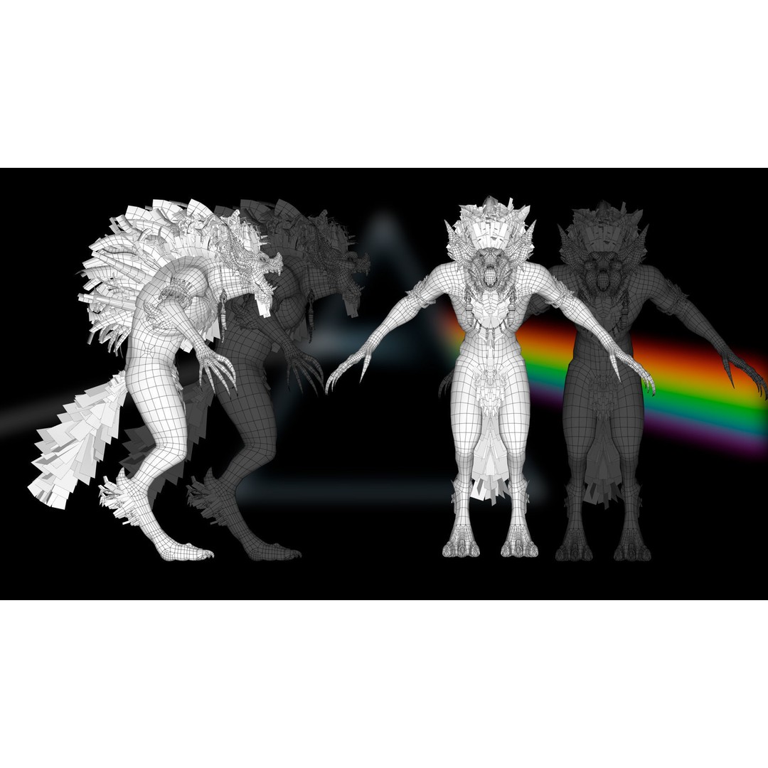 Moonshadow Beast 3D Model – Rigged Low-Poly Creature, FBX/Blender - View 22