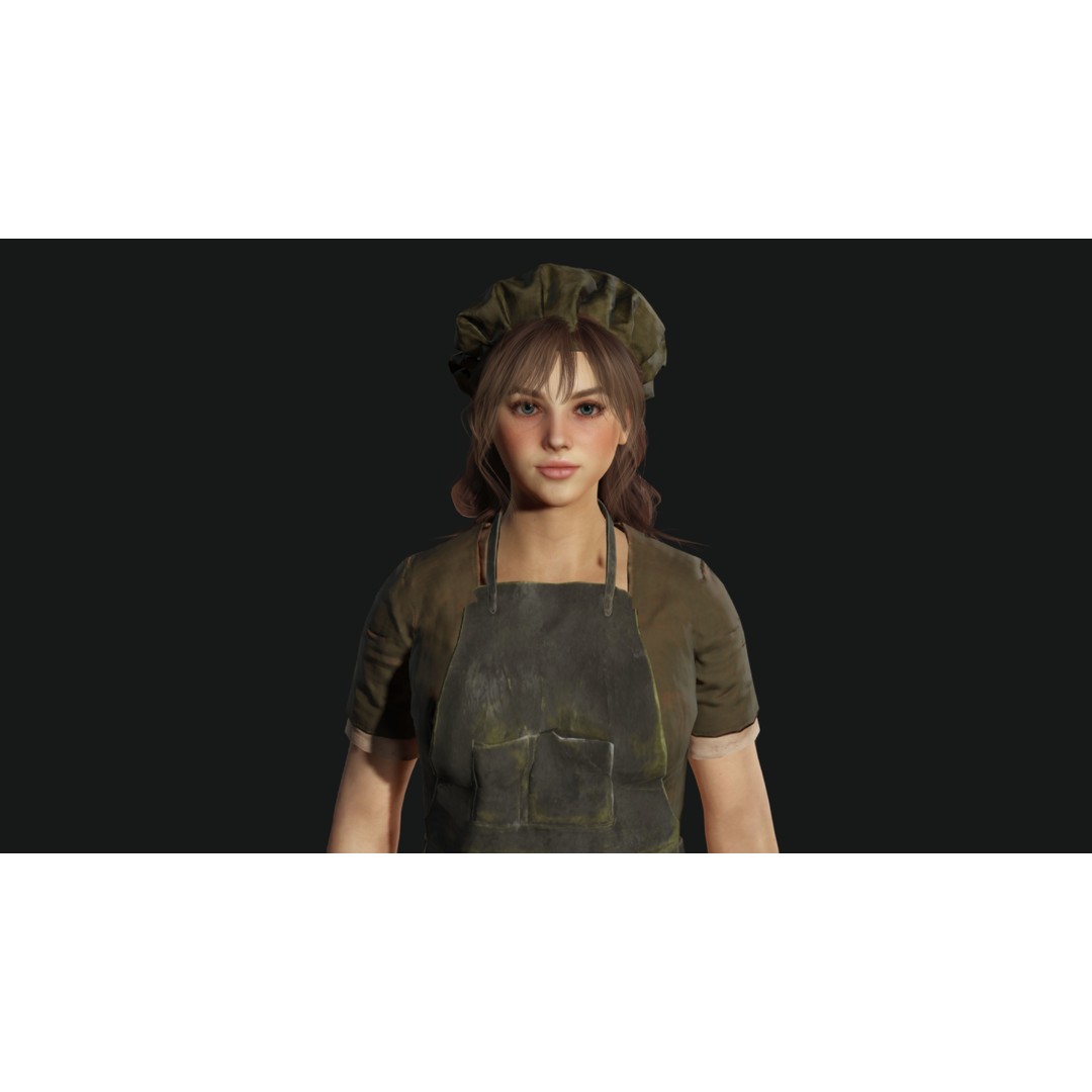 Young Beautiful Girl 3D Model – Low Poly Game-Ready Character, FBX - View 10