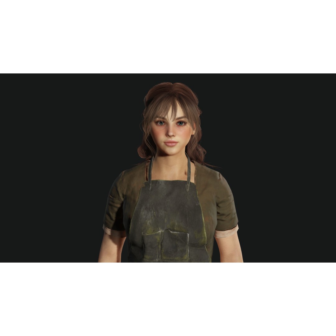 Young Beautiful Girl 3D Model – Low Poly Game-Ready Character, FBX - View 11