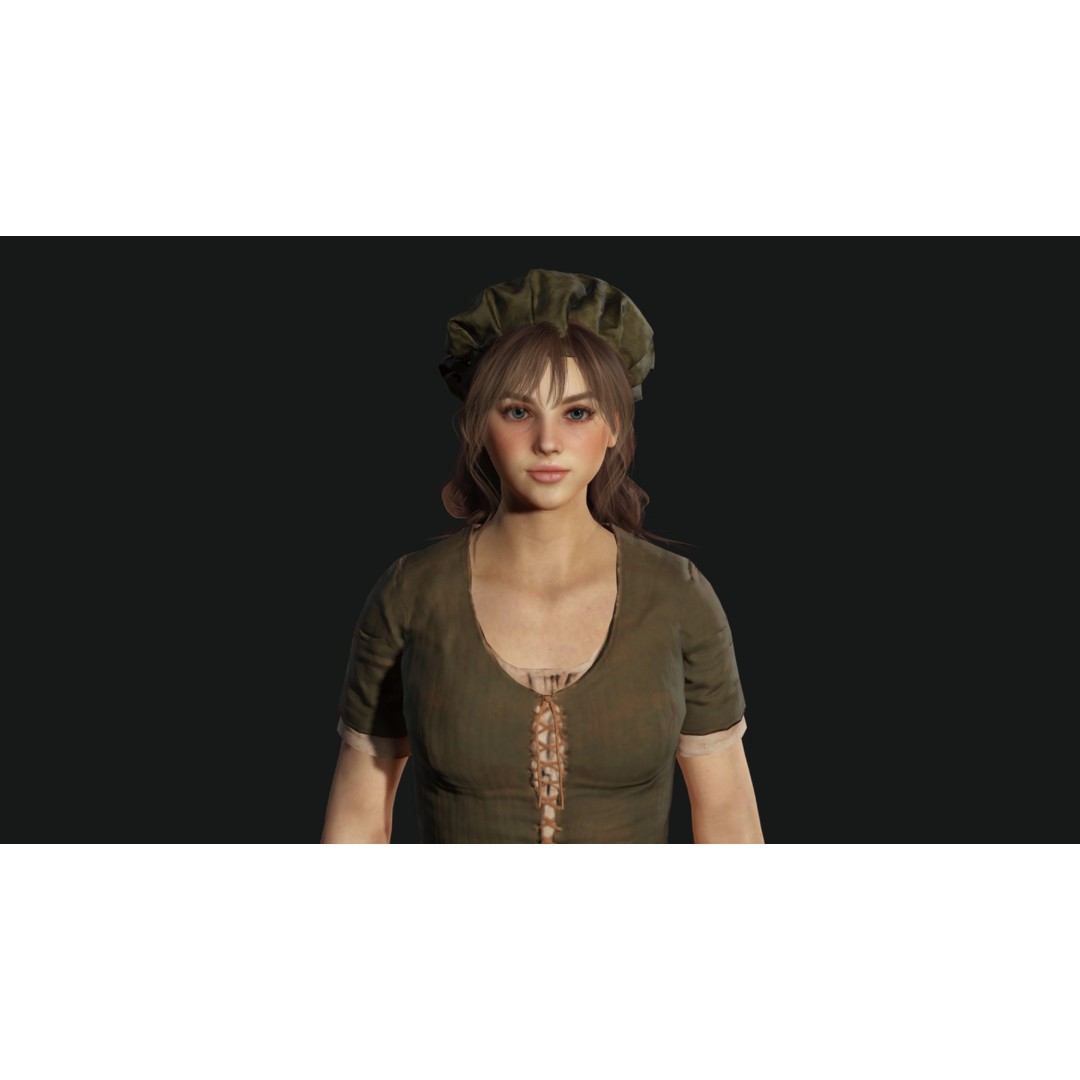 Young Beautiful Girl 3D Model – Low Poly Game-Ready Character, FBX - View 13