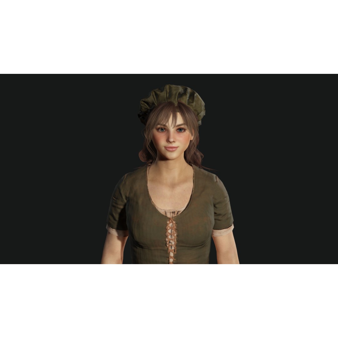 Young Beautiful Girl 3D Model – Low Poly Game-Ready Character, FBX - View 14