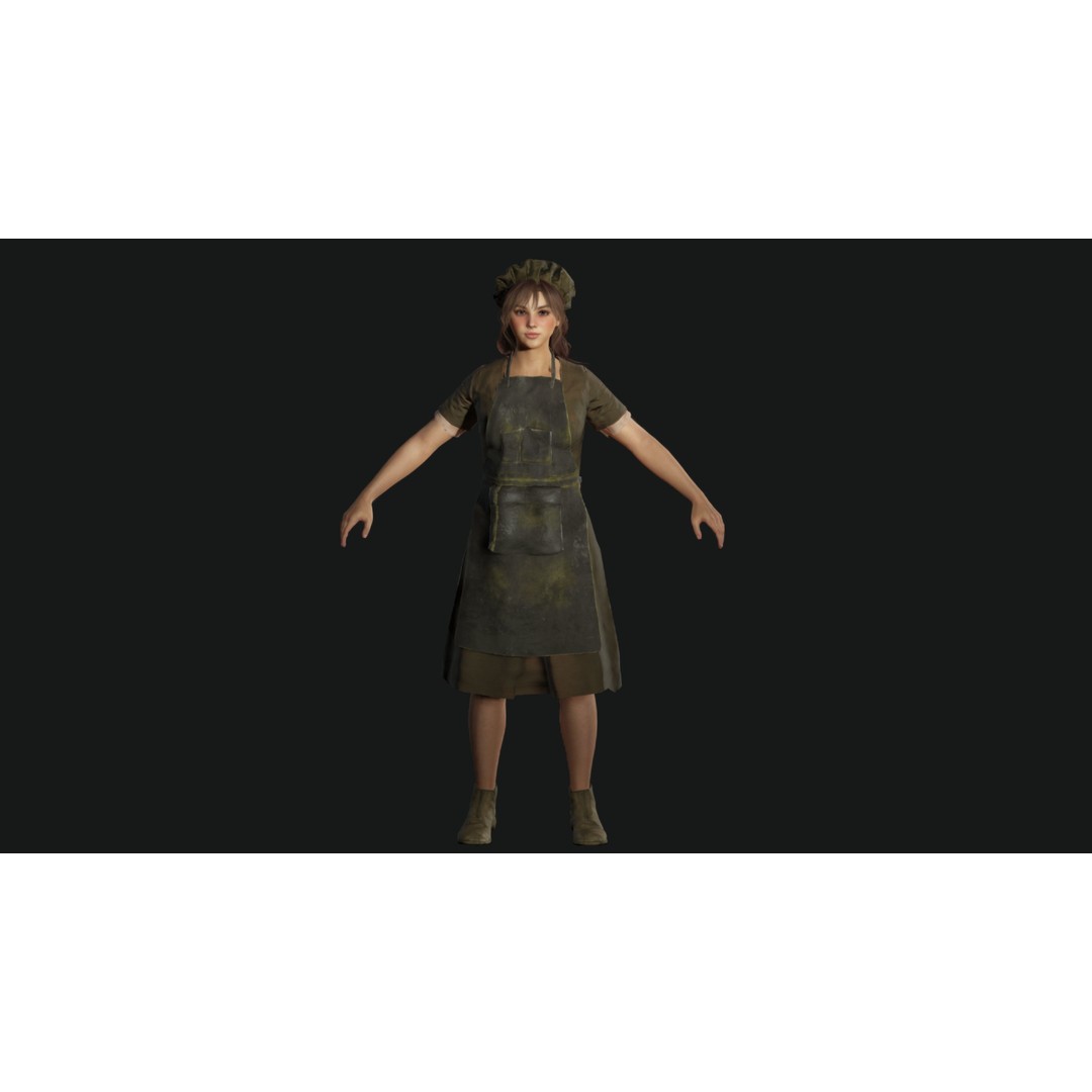 Young Beautiful Girl 3D Model – Low Poly Game-Ready Character, FBX - View 16