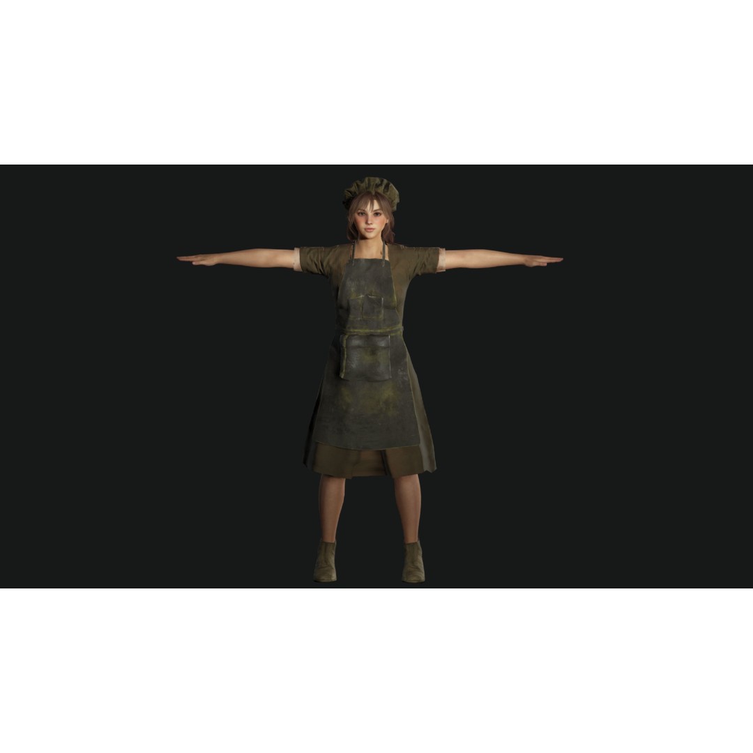 Young Beautiful Girl 3D Model – Low Poly Game-Ready Character, FBX - View 17