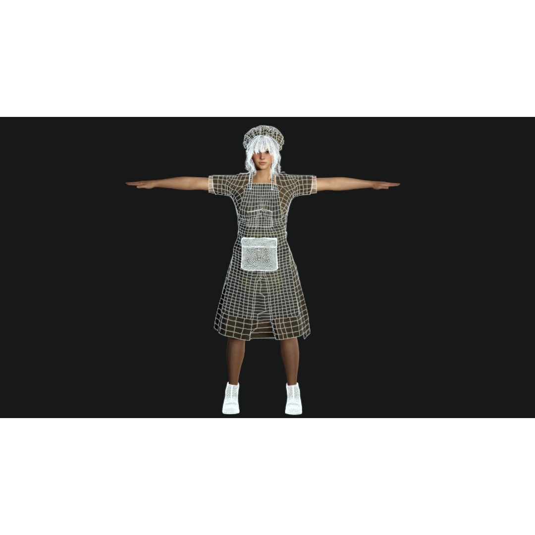 Young Beautiful Girl 3D Model – Low Poly Game-Ready Character, FBX - View 18