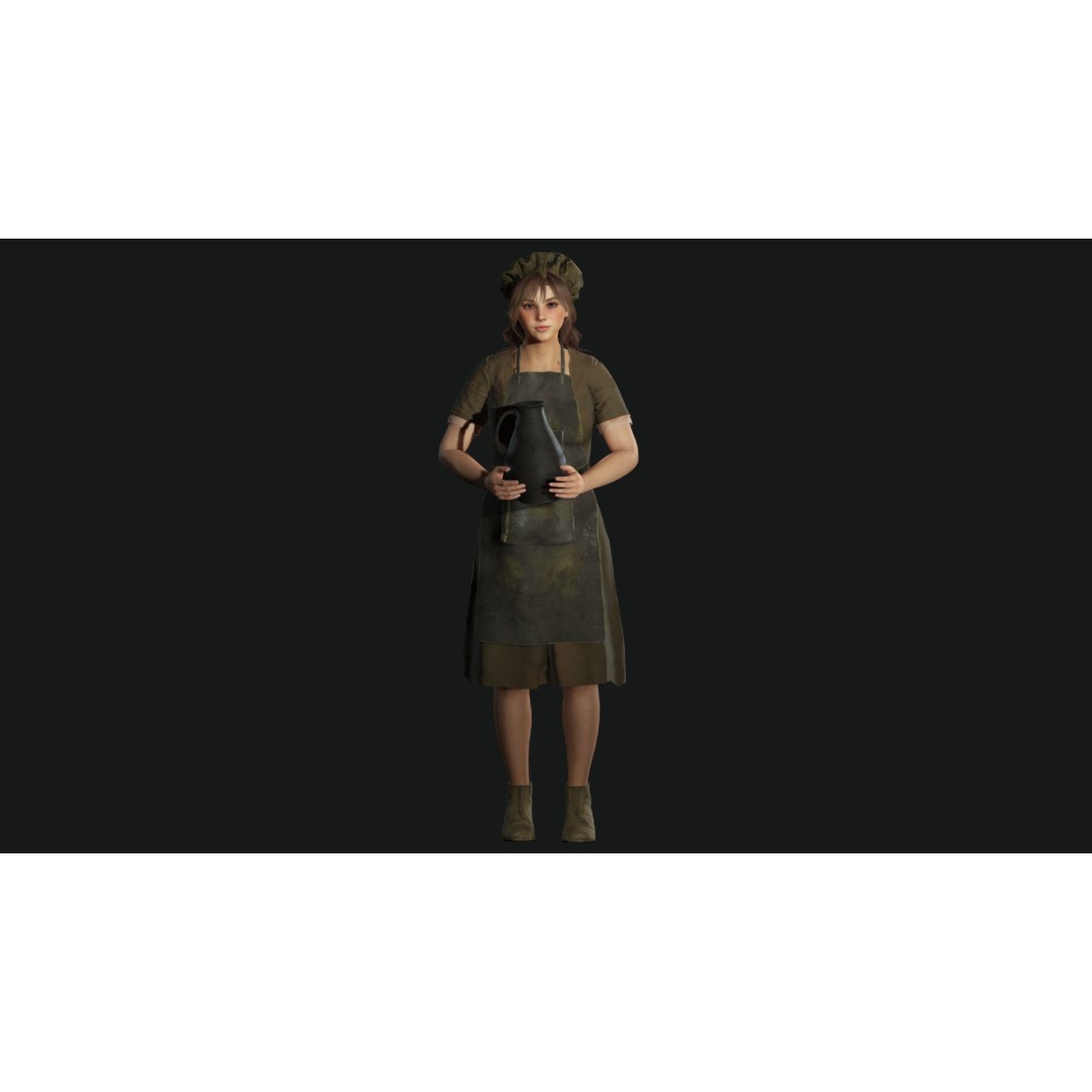 Young Beautiful Girl 3D Model – Low Poly Game-Ready Character, FBX - View 3
