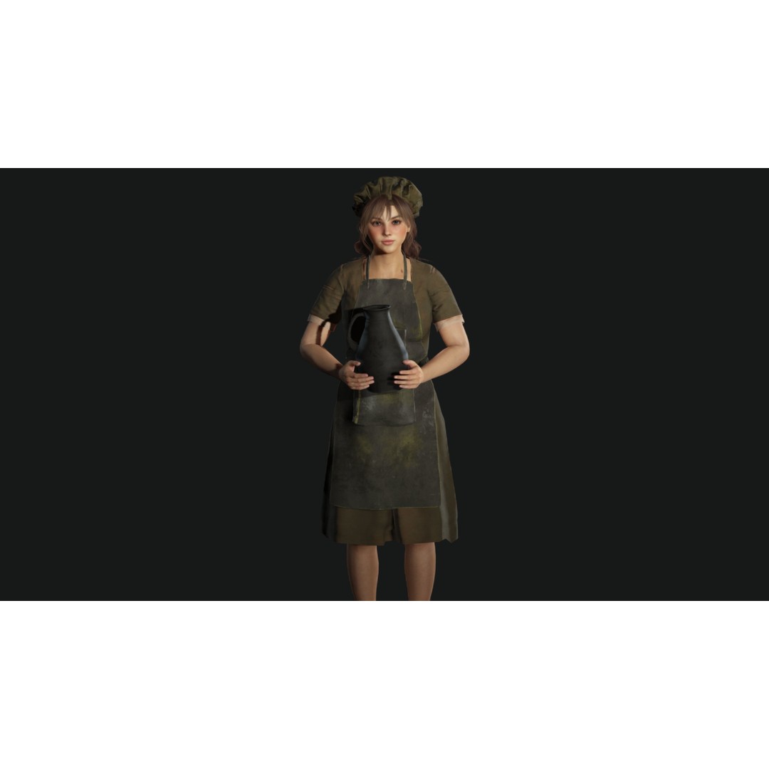 Young Beautiful Girl 3D Model – Low Poly Game-Ready Character, FBX - View 4