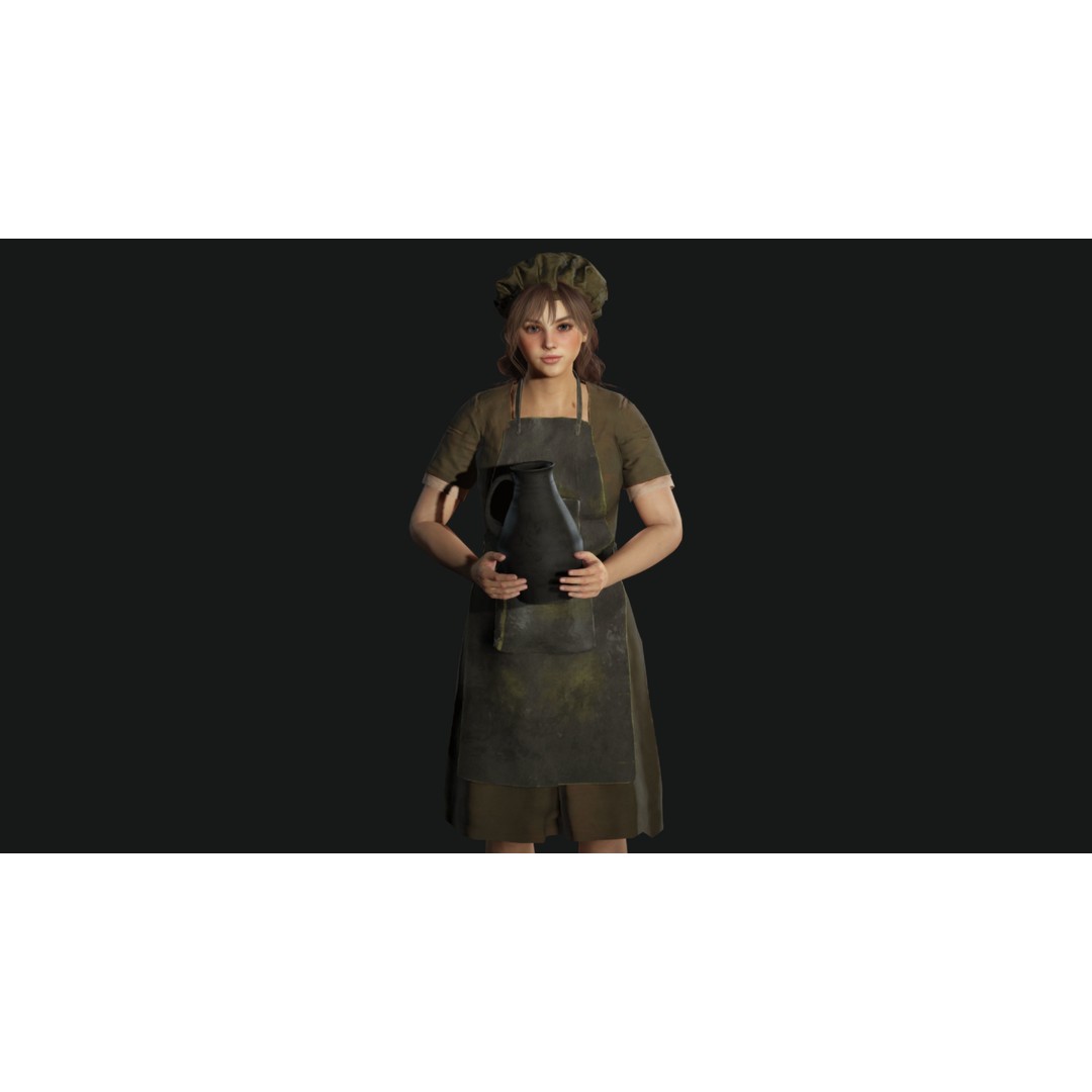 Young Beautiful Girl 3D Model – Low Poly Game-Ready Character, FBX - View 5