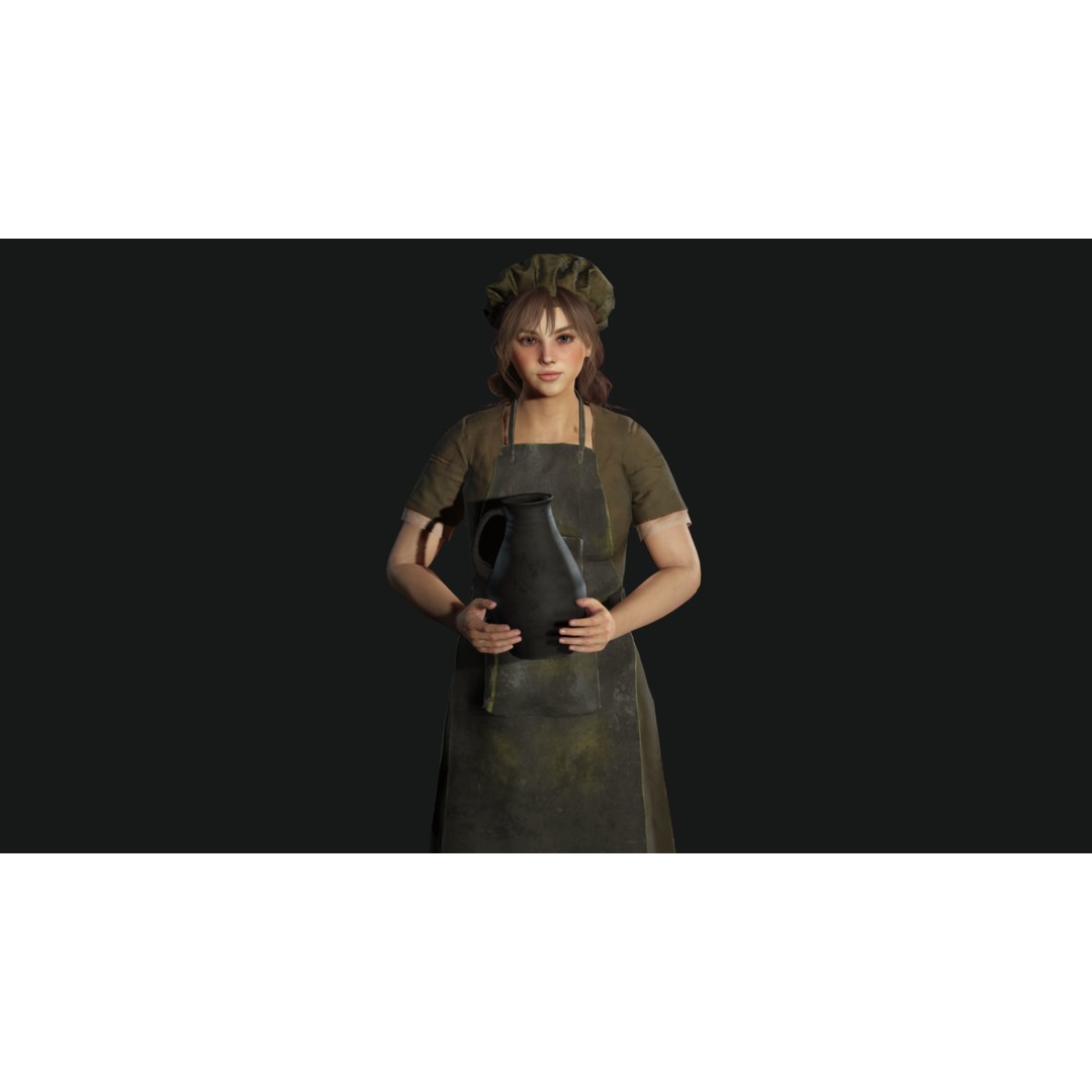 Young Beautiful Girl 3D Model – Low Poly Game-Ready Character, FBX - View 6